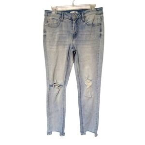 Vigoss Marley Mid Rise Light Blue Skinny Jeans Distressed Casual Size‎ 29 NWOT